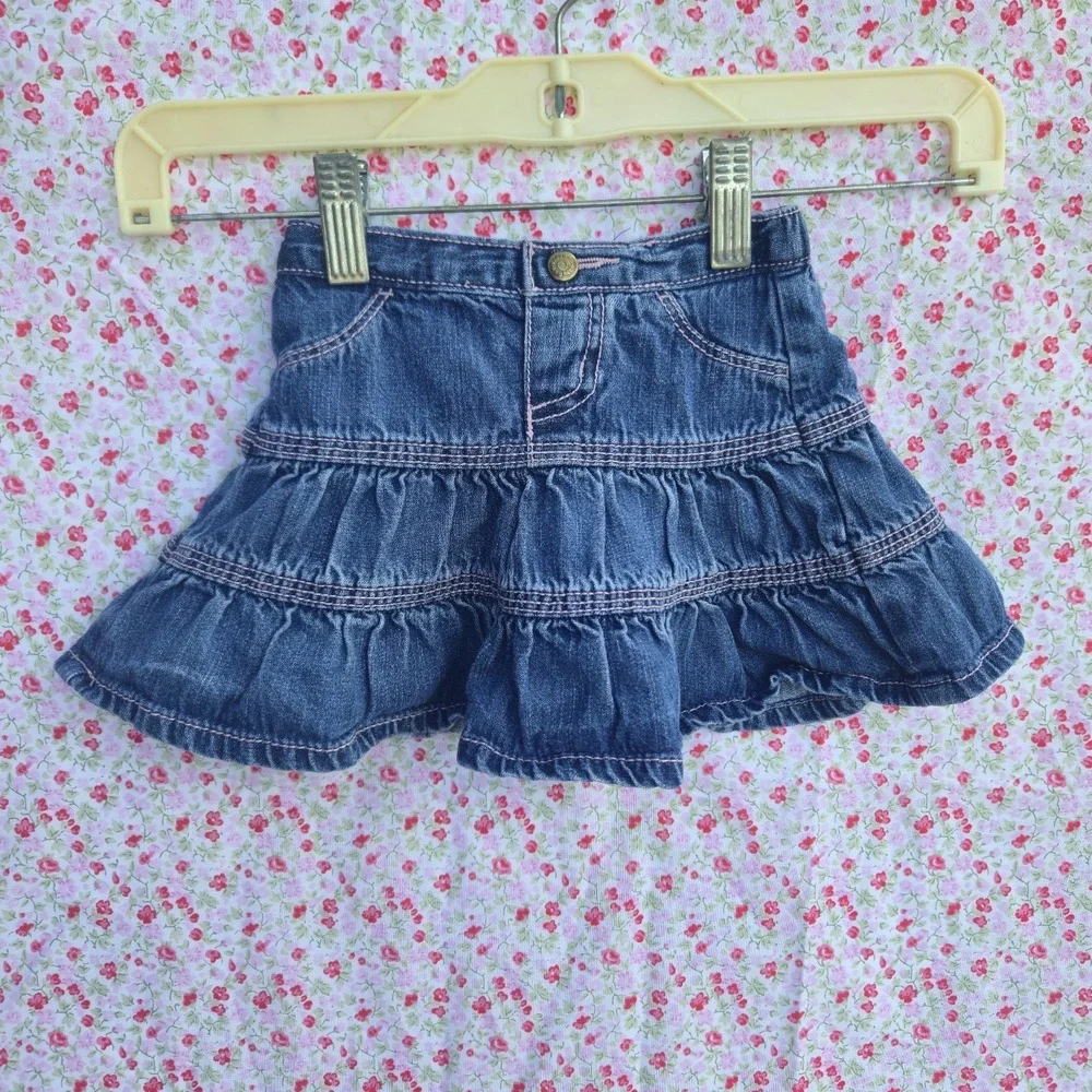 2007 / Y2K‎ Baby Gap Blue/ Pink Denim Skirt with Bloomers Size 6-12 Months